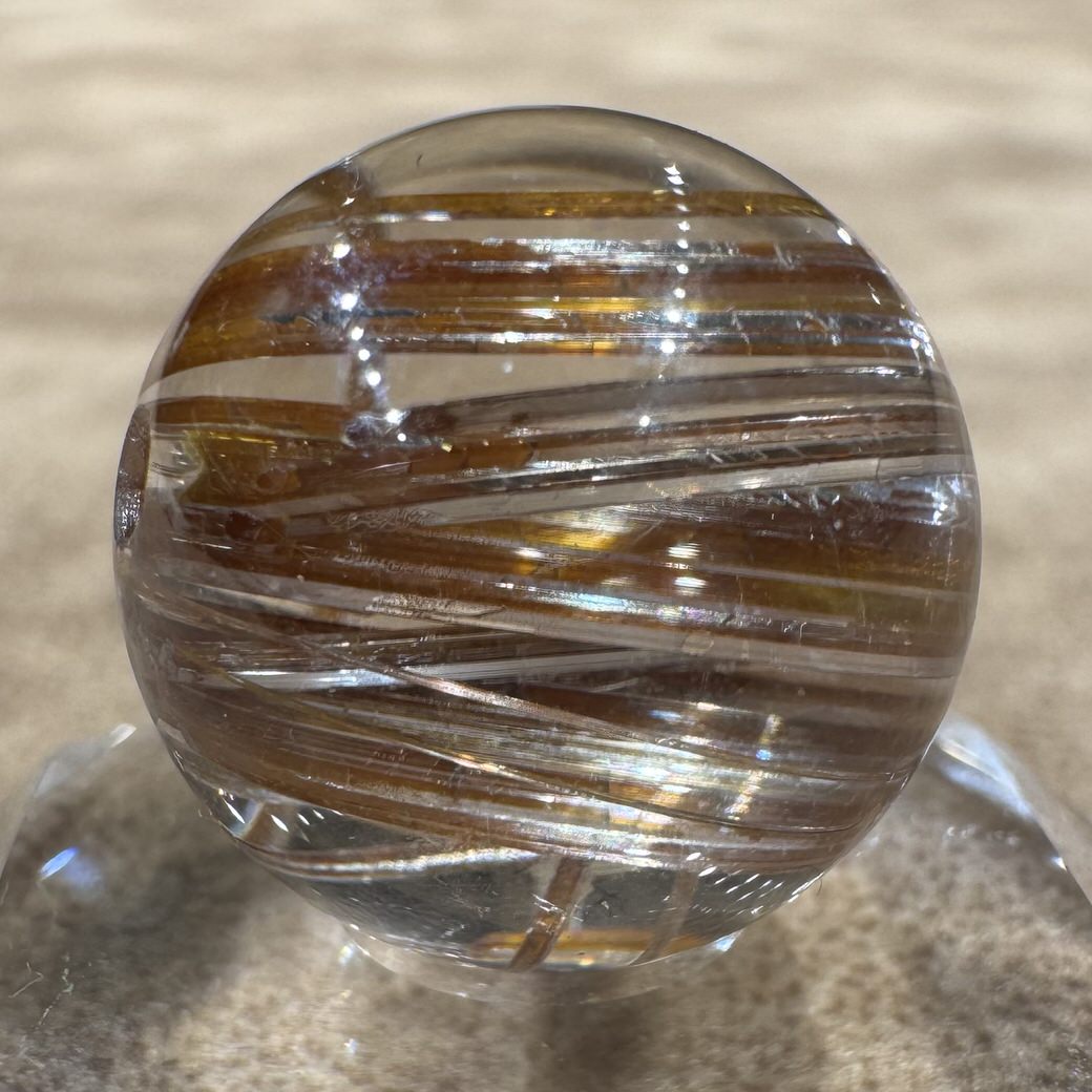 オレンジブラウンルチルクォーツ ビーズ 18.2mm #BZ1009 - premium stone gallery LIVE