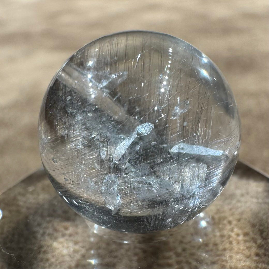 粒々市】クォーツインプラチナルチルクォーツ ビーズ 15.5mm #BZ1033