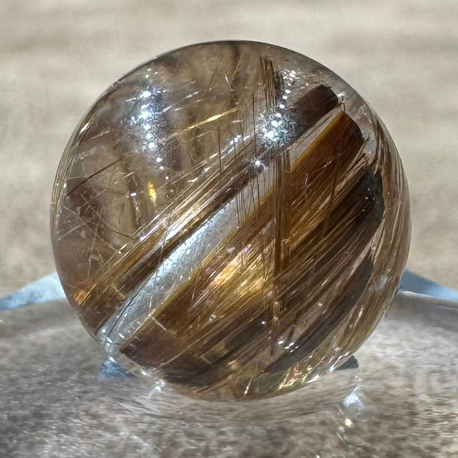 ブロンズタイチンルチルクォーツ ビーズ 13.3mm #BZ1112 - premium stone gallery LIVE