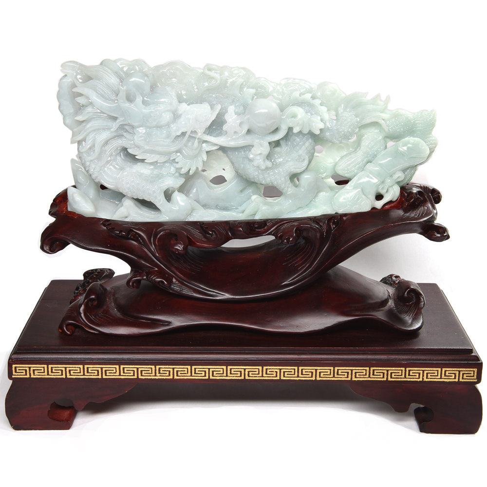 翡翠 「龍」 彫刻置物 幅255x高さ195×奥行100mm #PM800
