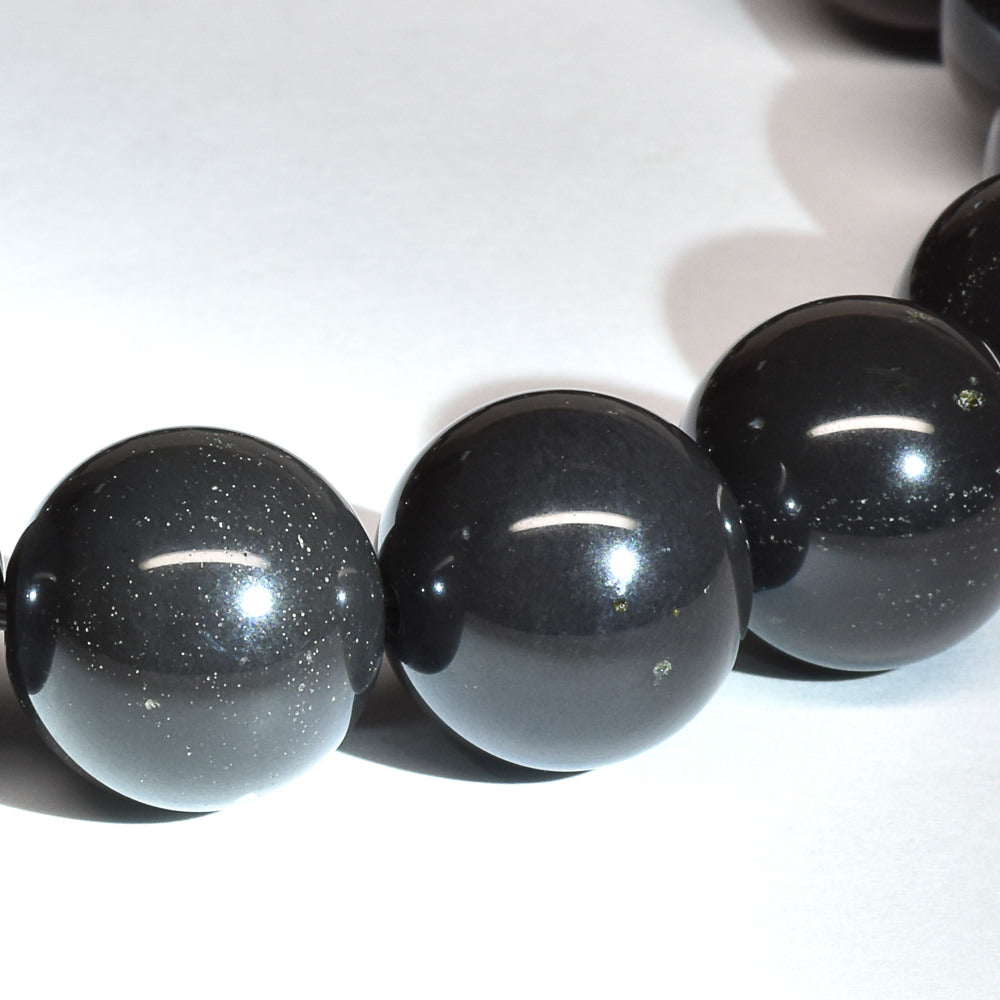 香川県産 サヌカイト(笑口)ブレスレット 12mm #QA198