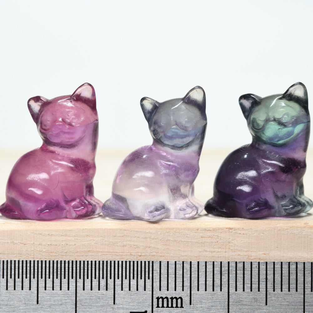 【猫の日】フローライト「猫」彫刻 #QB072