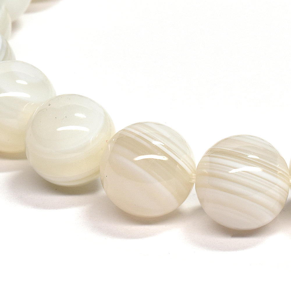 ホワイトアゲート ブレスレット 9.5mm #QC031