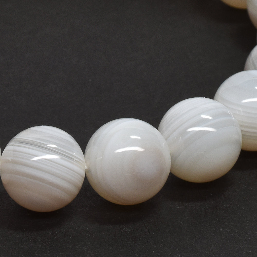 ホワイトアゲート ブレスレット 9.5mm #QC031
