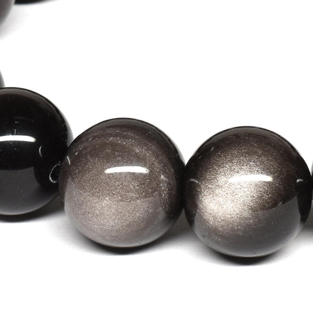 シルバーオブシディアン ブレスレット 14mm #QE200