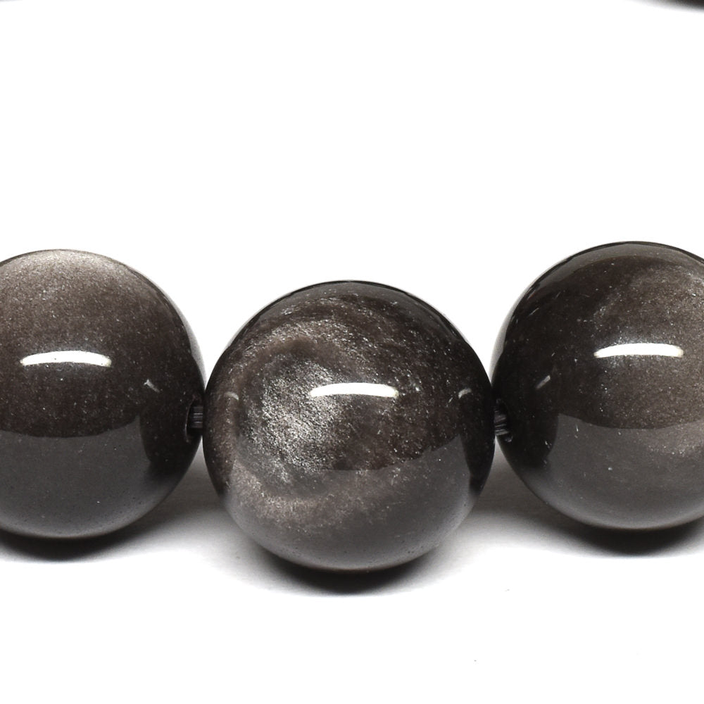 シルバーオブシディアン ブレスレット 14mm #QE201