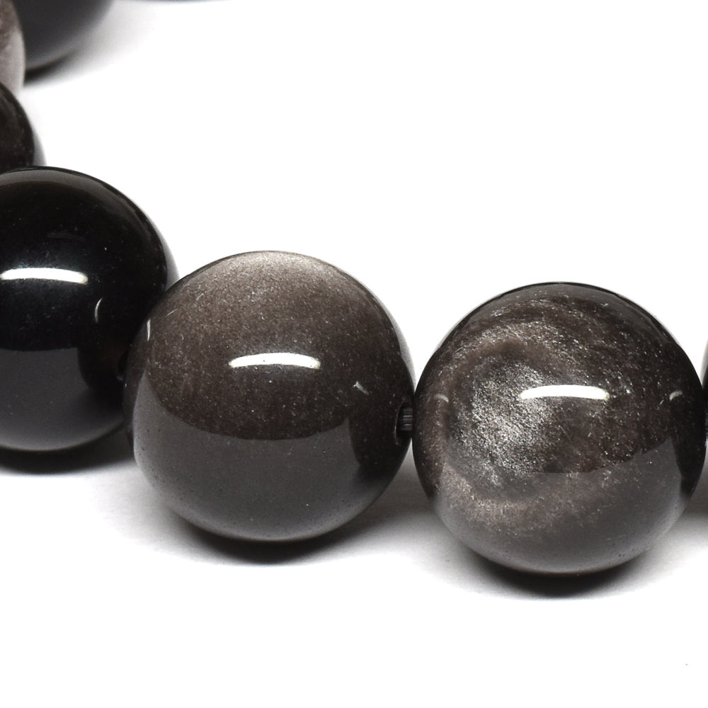 シルバーオブシディアン ブレスレット 14mm #QE201