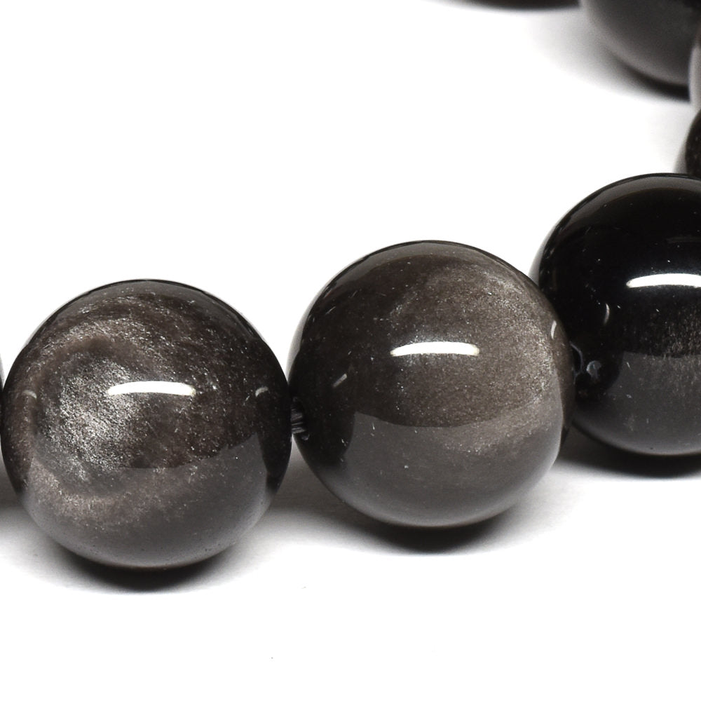 シルバーオブシディアン ブレスレット 14mm #QE201