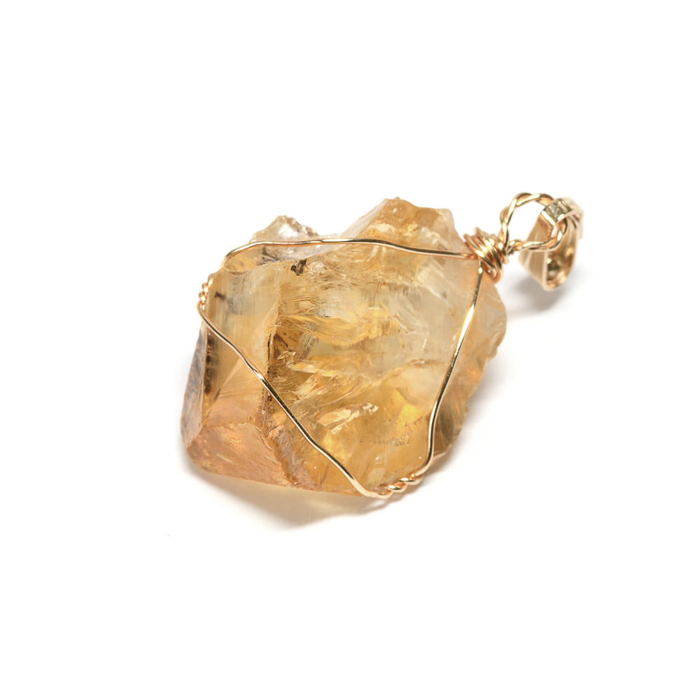 シトリン原石 ペンダントトップ 16.2x13.8x10.5mm #QH116