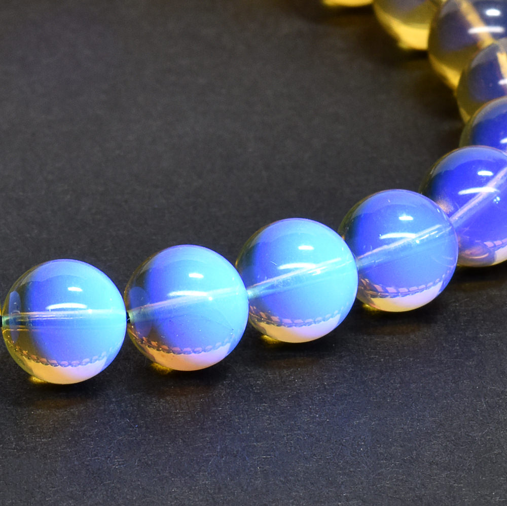 蛍光ブルーアンバー ブレスレット 7.5-8mm #QJ102