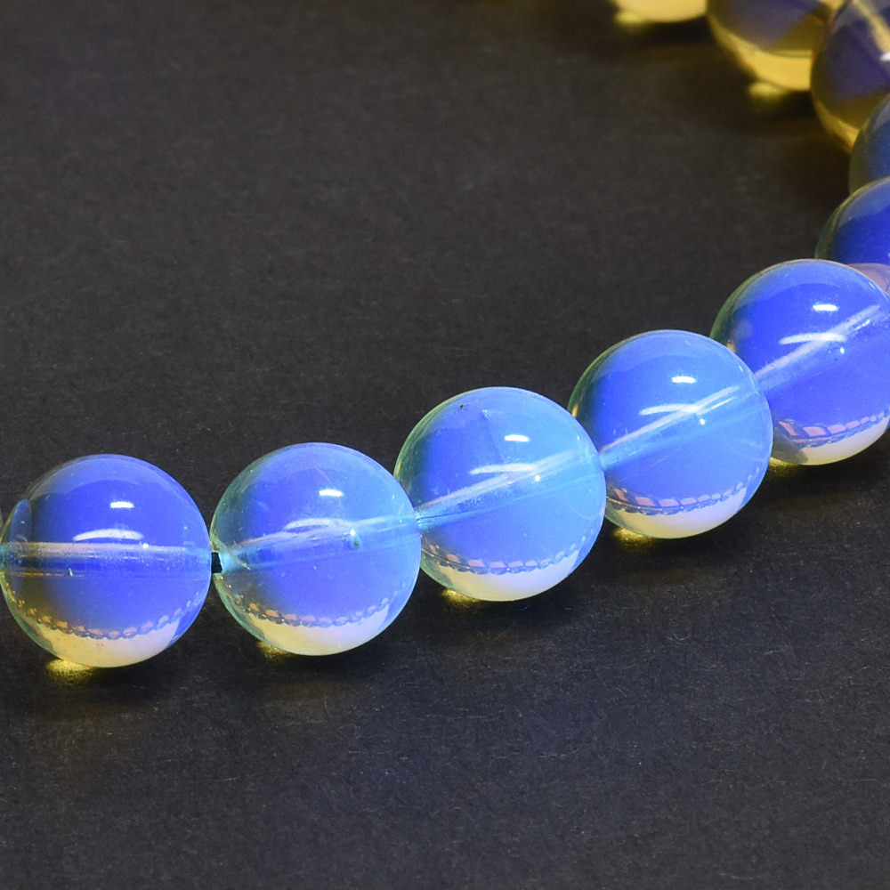 蛍光ブルーアンバー ブレスレット 7.5-8mm #QJ104