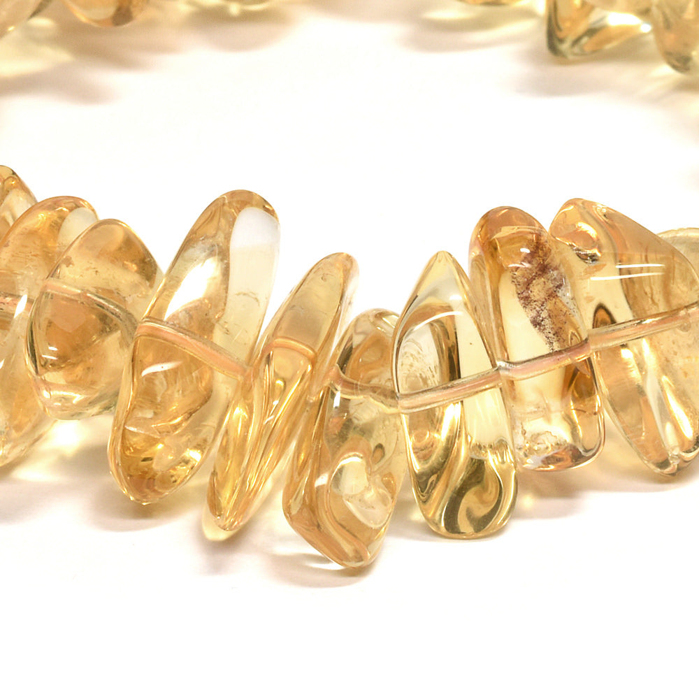 シトリン さざれカットビーズ ブレスレット 14mm #QK005