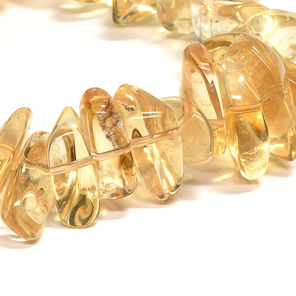 シトリン さざれカットビーズ ブレスレット 14mm #QK005