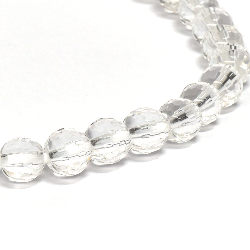 天然水晶 128面カットカットビーズ ブレスレット 6mm #QL140
