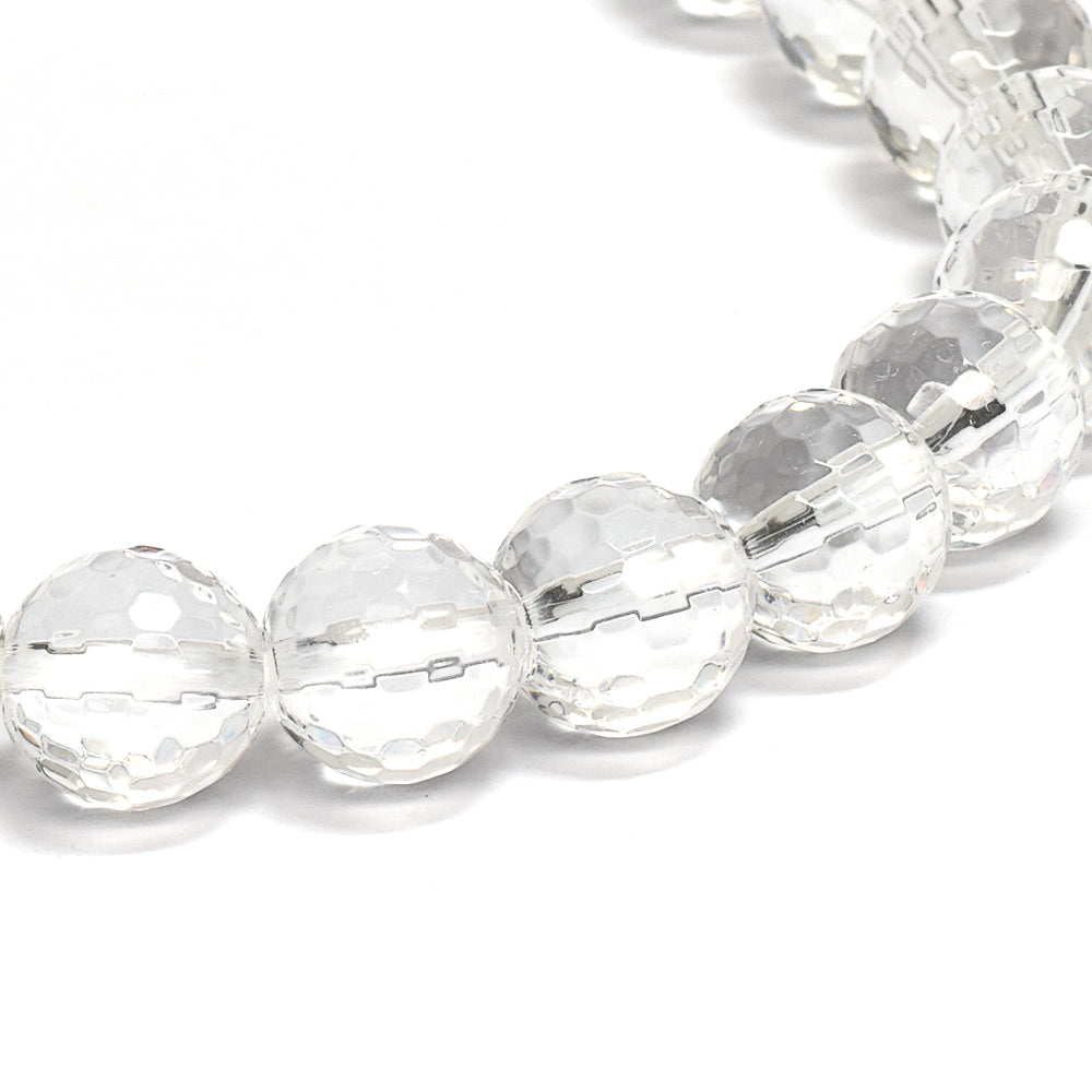 天然水晶 128面カットカットビーズ ブレスレット 8mm #QL141