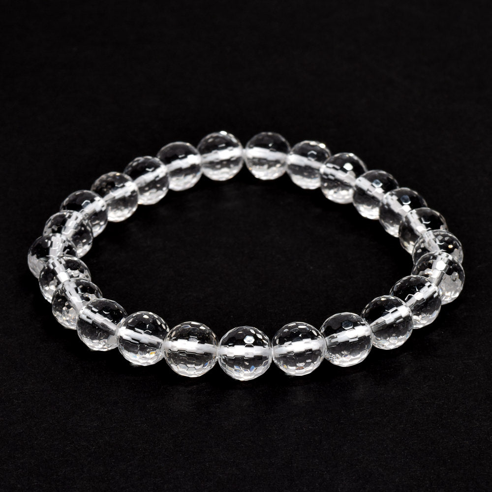 天然水晶 128面カットカットビーズ ブレスレット 8mm #QL141