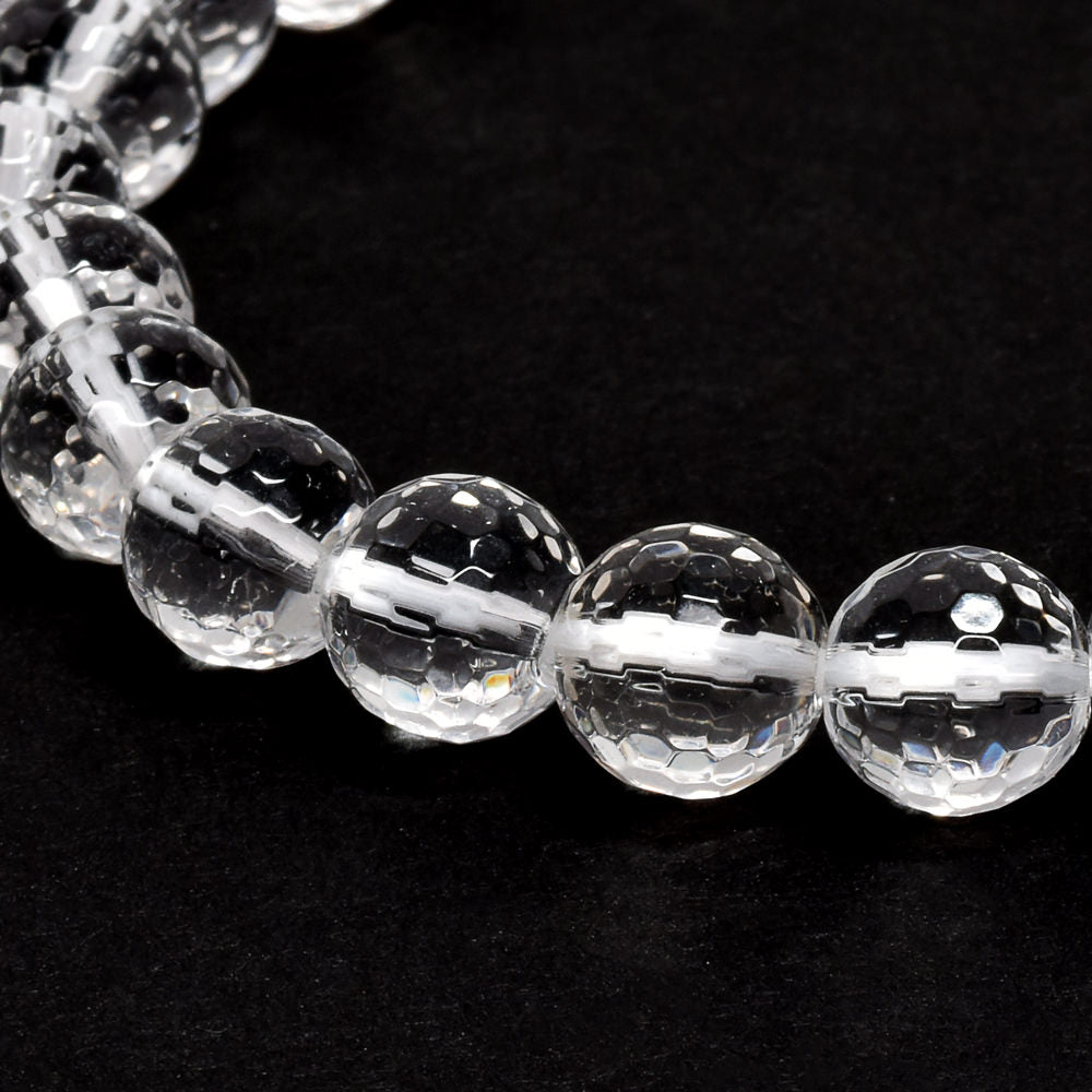 天然水晶 128面カットカットビーズ ブレスレット 8mm #QL141