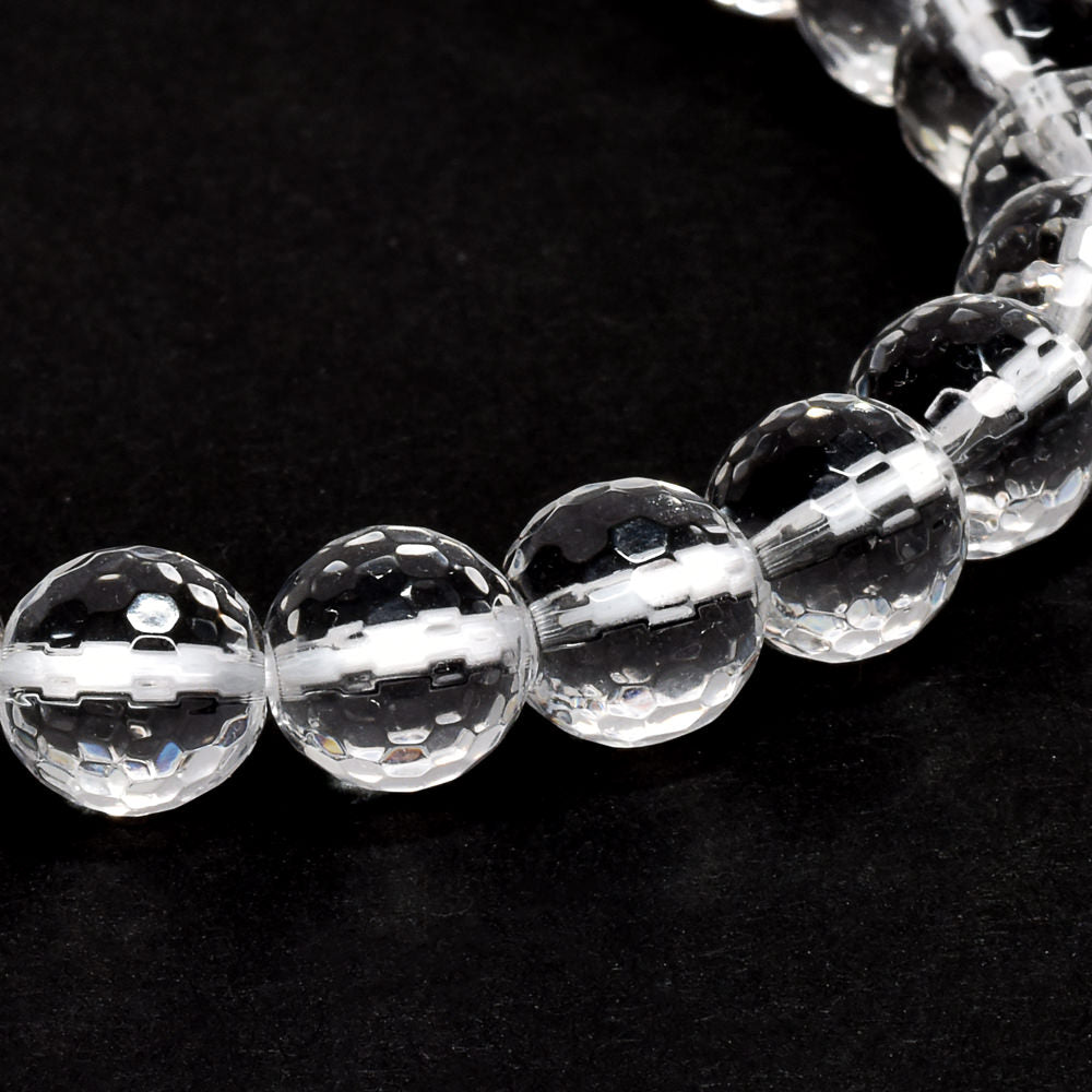 天然水晶 128面カットカットビーズ ブレスレット 8mm #QL141