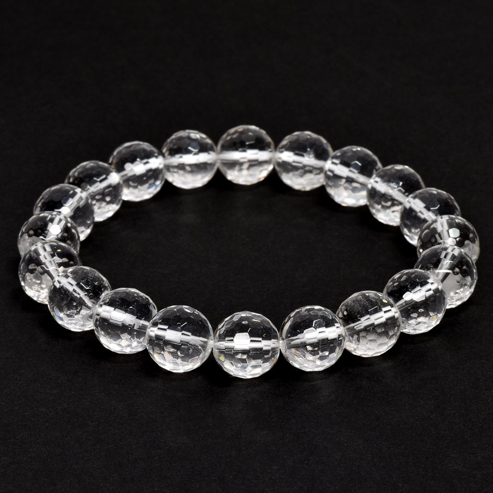 天然水晶 128面カットカットビーズ ブレスレット 10mm #QL142