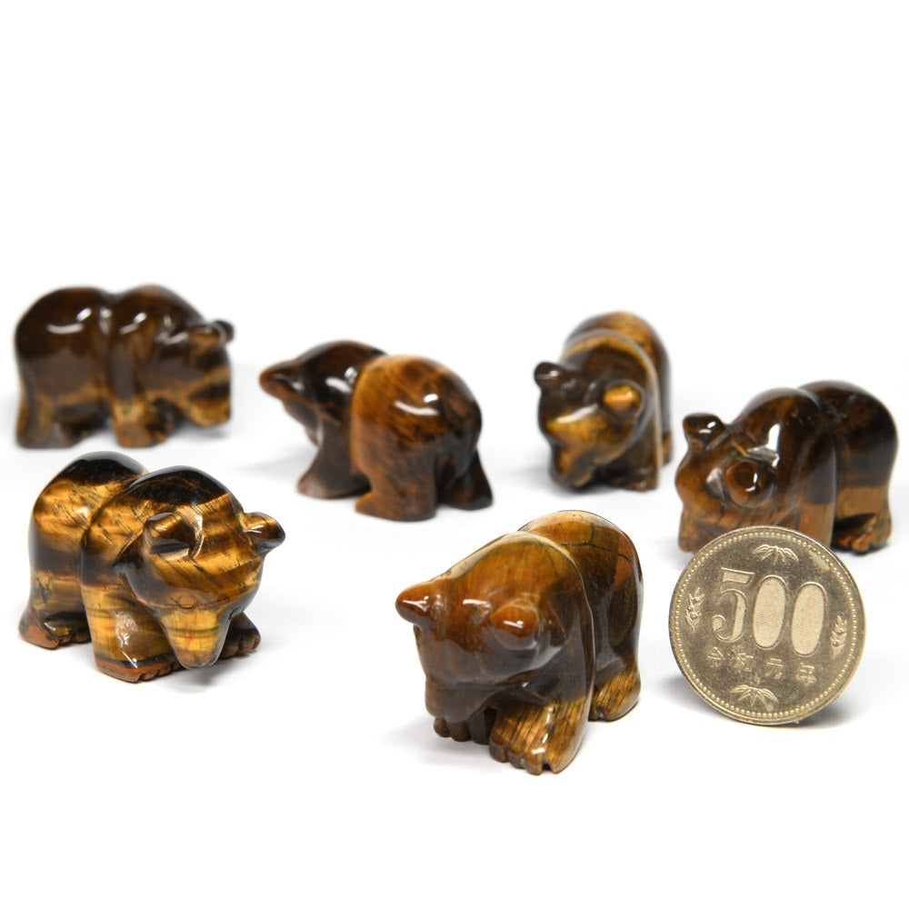 タイガーアイ「クマ」彫刻置物(なめらか光沢仕上げ・ランダム発送)40x20x28.5mm #RB143