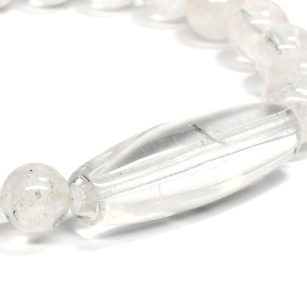 ヒマラヤ水晶 天珠&ラウンドカットビーズ ブレスレット 30.7x10.6/8mm #RC112