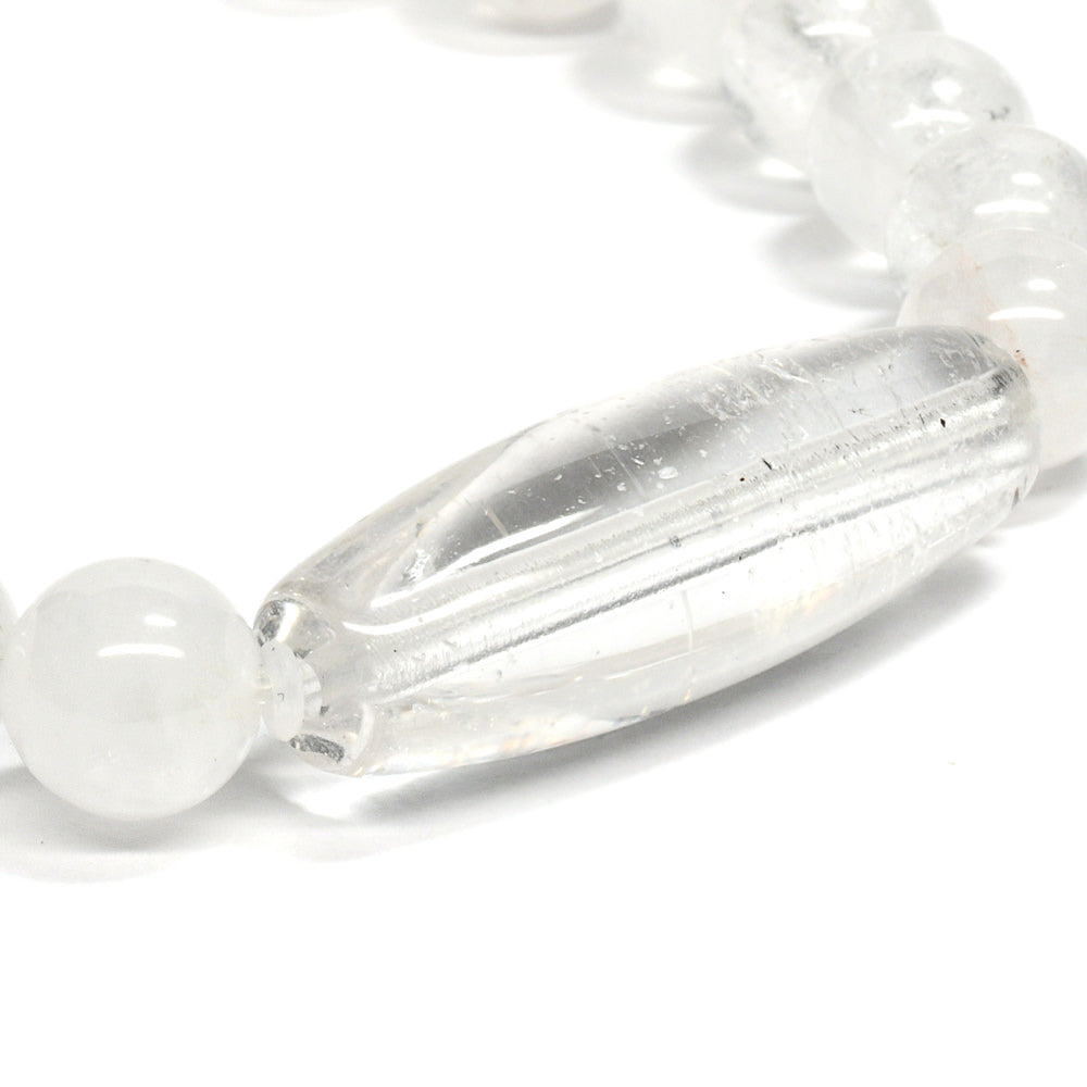 ヒマラヤ水晶 天珠&ラウンドカットビーズ ブレスレット 30.0x10.3/8mm #RC115