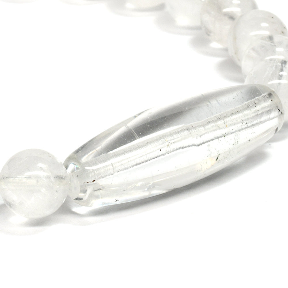 ヒマラヤ水晶 天珠&ラウンドカットビーズ ブレスレット 30.8x10.3/8-8.5mm #RC116