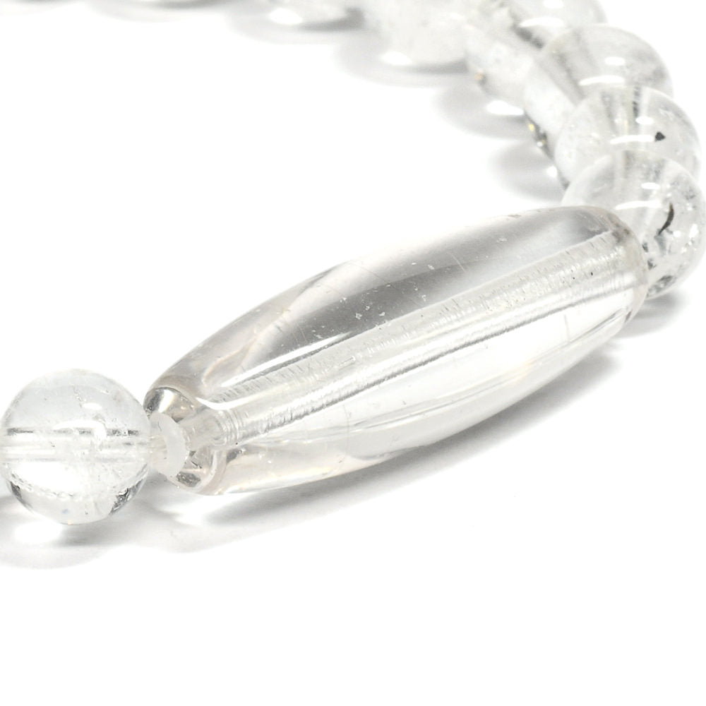 ヒマラヤ水晶 天珠&ラウンドカットビーズ ブレスレット 30.8x10.2/8mm #RC118