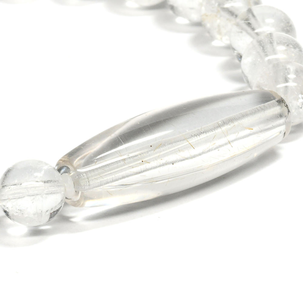 ヒマラヤ水晶 天珠&ラウンドカットビーズ ブレスレット 31.7x10.2/8.5mm #RC119