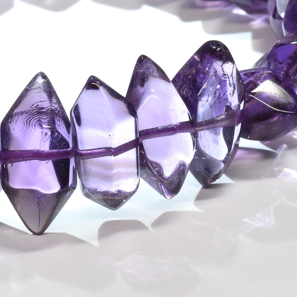 アメジスト 両剣水晶カットビーズ ブレスレット 約16mm #RC213