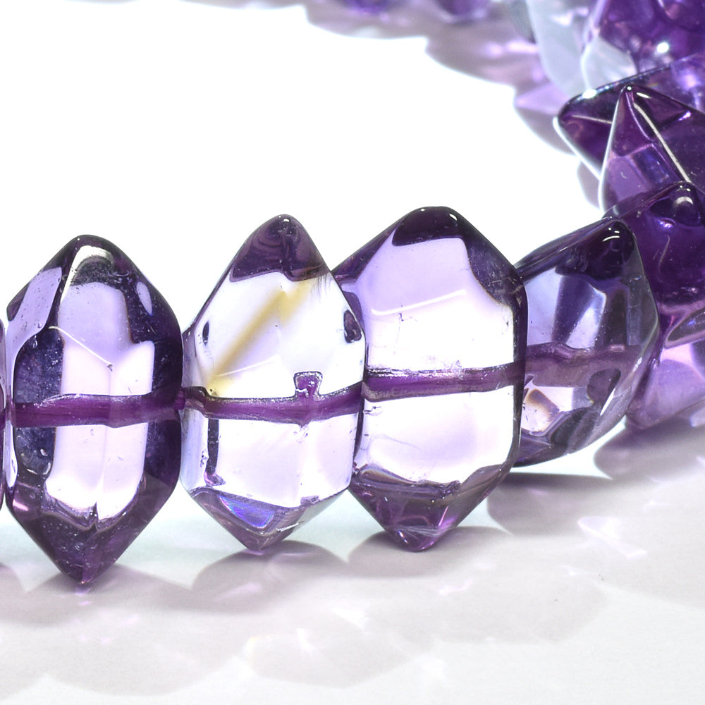 アメジスト 両剣水晶カットビーズ ブレスレット 約16mm #RC214