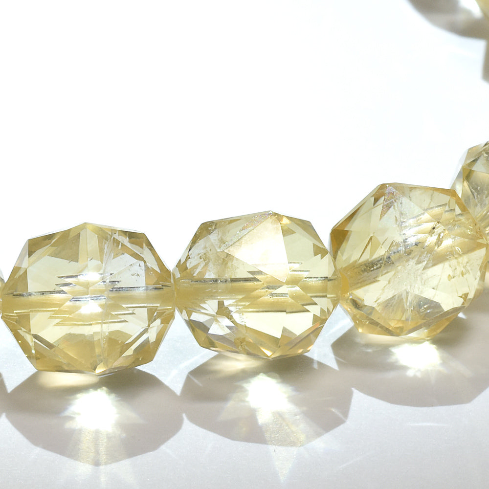 シトリン(ライトカラー) スターカットカットビーズ ブレスレット 10mm #RC234