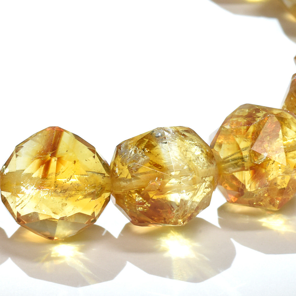 シトリン(ファントム) スターカットカットビーズ ブレスレット 10-10.5mm #RC237