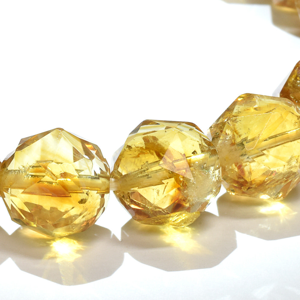 シトリン(ファントム) スターカットカットビーズ ブレスレット 10mm #RC238