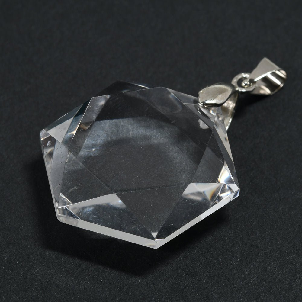 天然水晶 ペンダントトップ 29x25x10mm #RC242