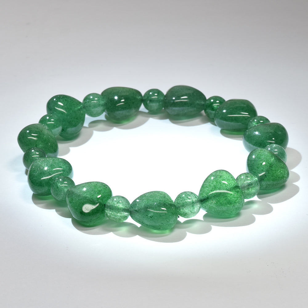 グリーンアベンチュリン ハートカットビーズ ブレスレット 12.5x12/6.5mm #RD220