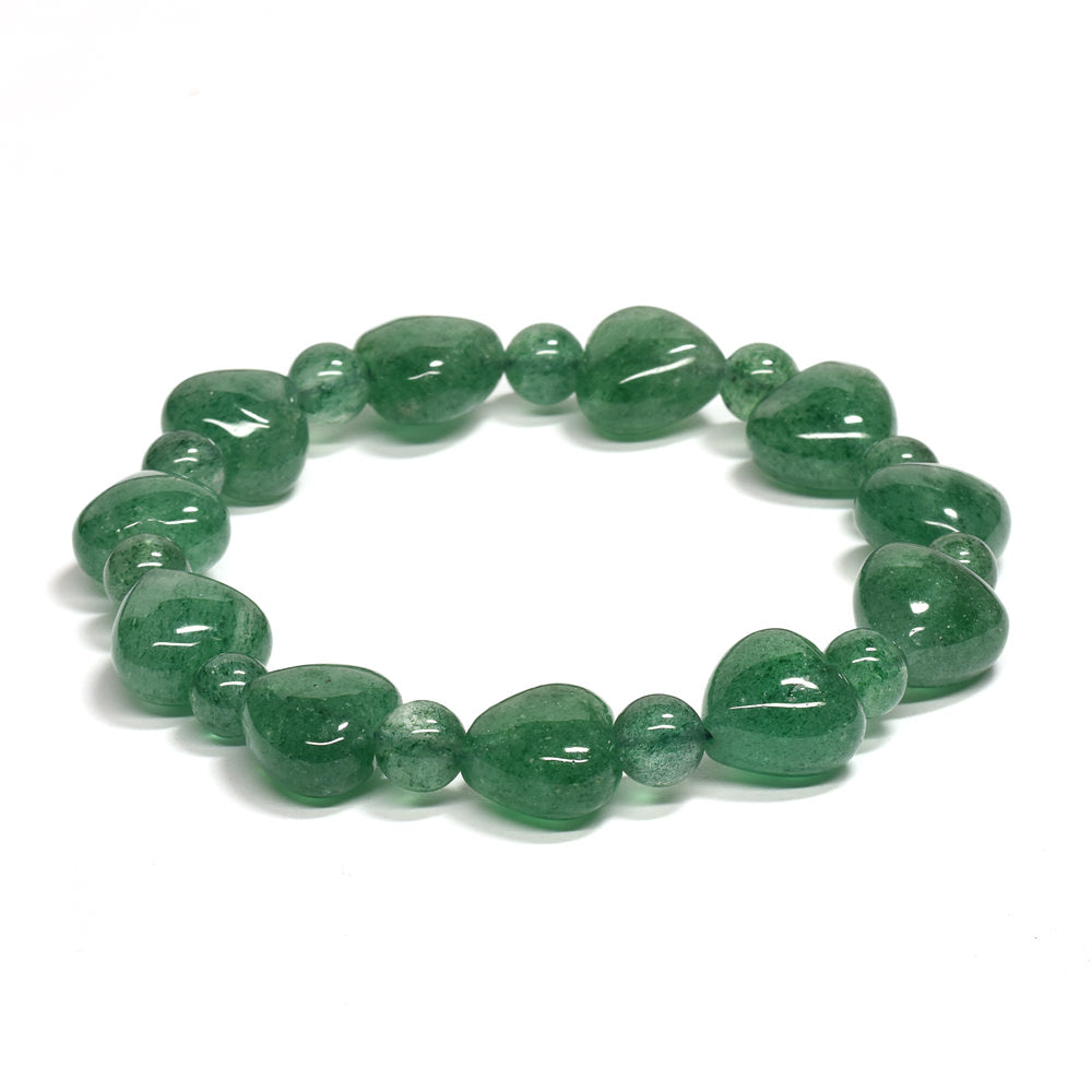 グリーンアベンチュリン ハートカットビーズ ブレスレット 12.5x12/6.5mm #RD221