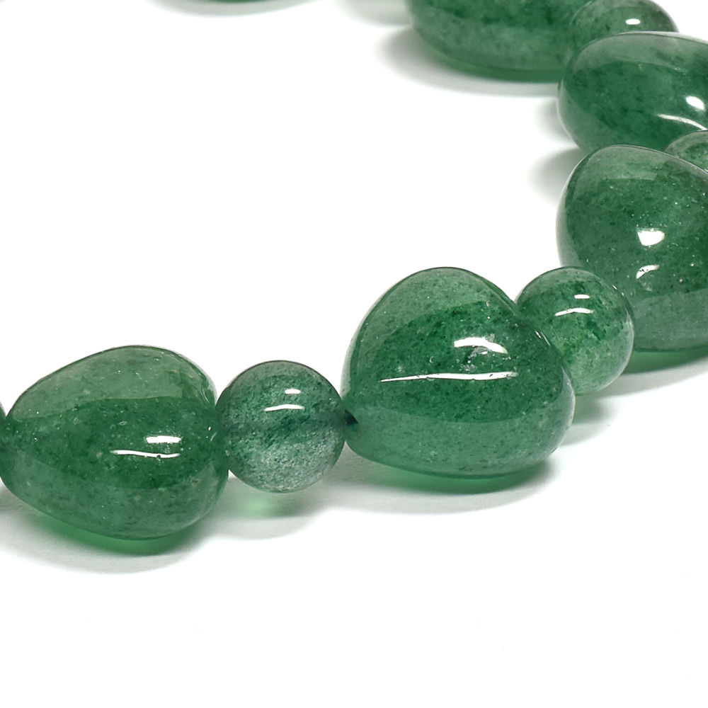 グリーンアベンチュリン ハートカットビーズ ブレスレット 12.5x12/6.5mm #RD221