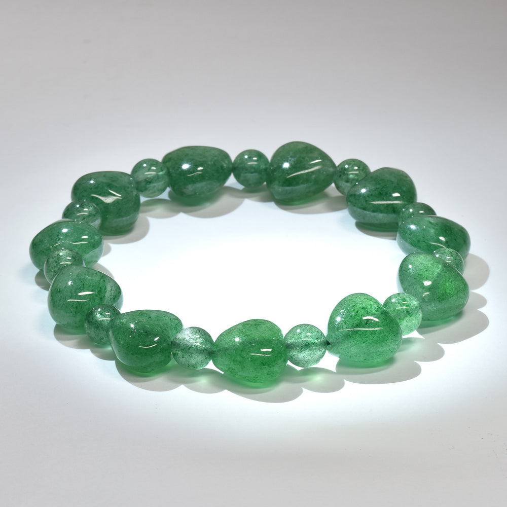 グリーンアベンチュリン ハートカットビーズ ブレスレット 12.5x12/6.5mm #RD221