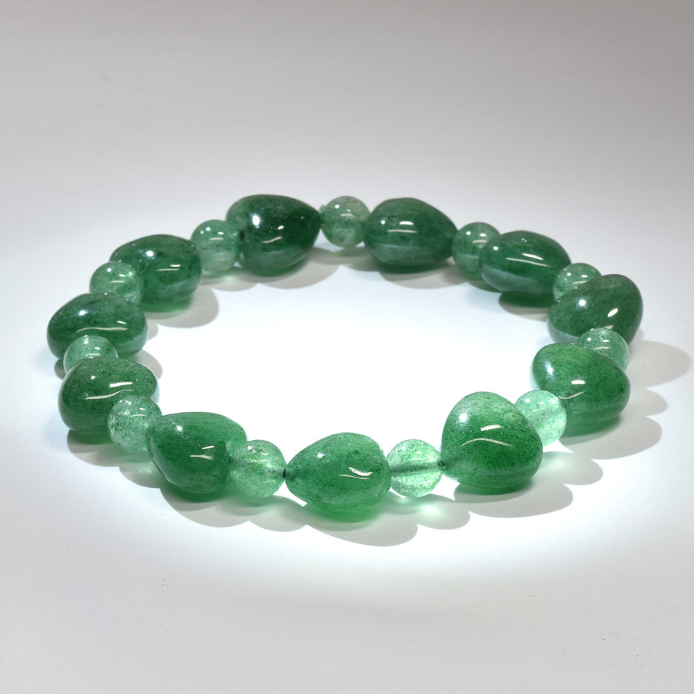 グリーンアベンチュリン ハートカットビーズ ブレスレット 12.5x12/6.5mm #RD222