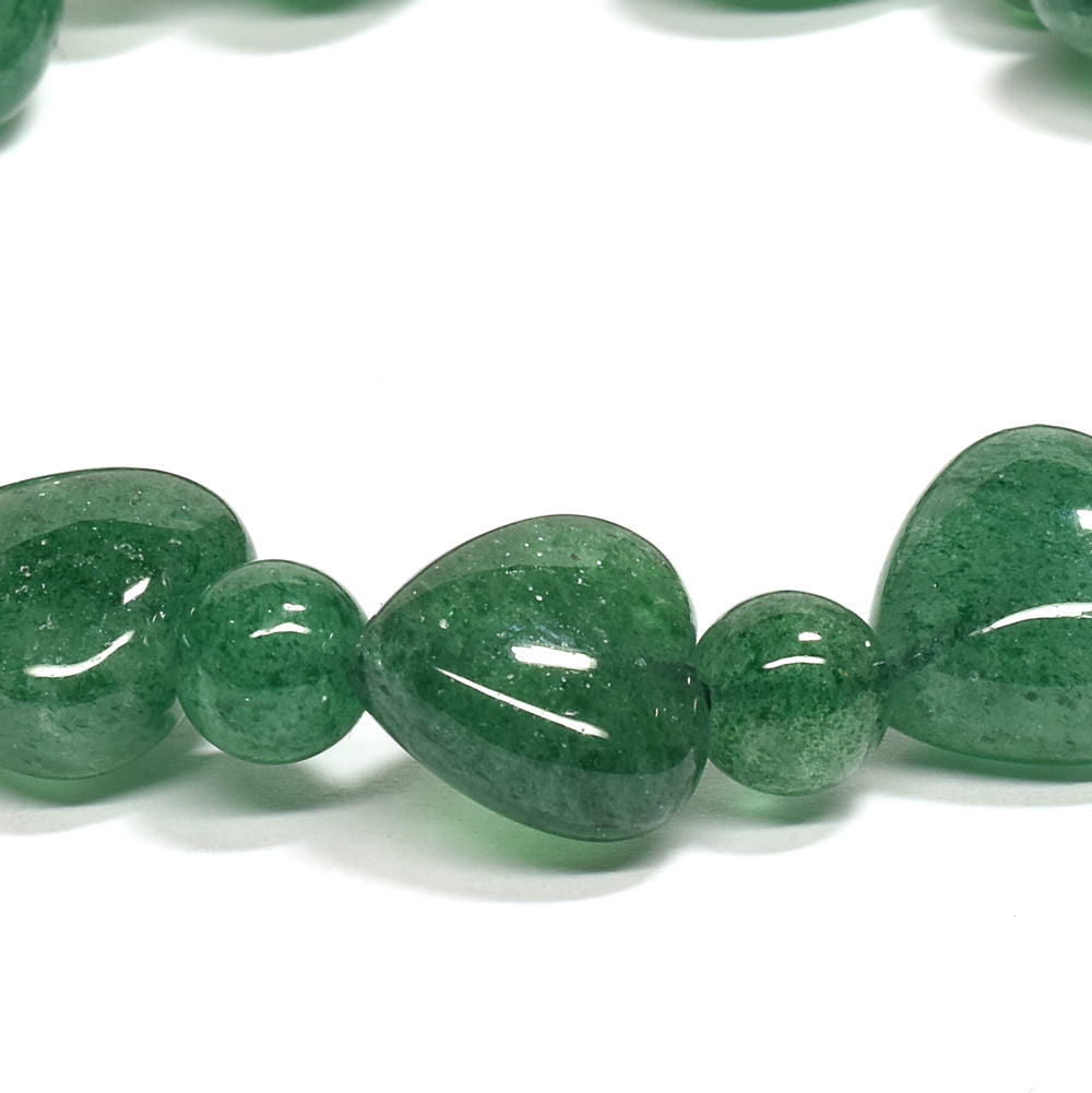 グリーンアベンチュリン ハートカットビーズ ブレスレット 12.5x12/6.5mm #RD223