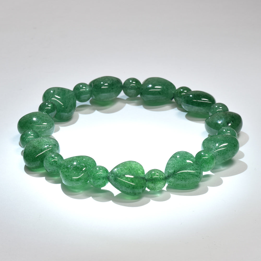 グリーンアベンチュリン ハートカットビーズ ブレスレット 12.5x12/6.5mm #RD223