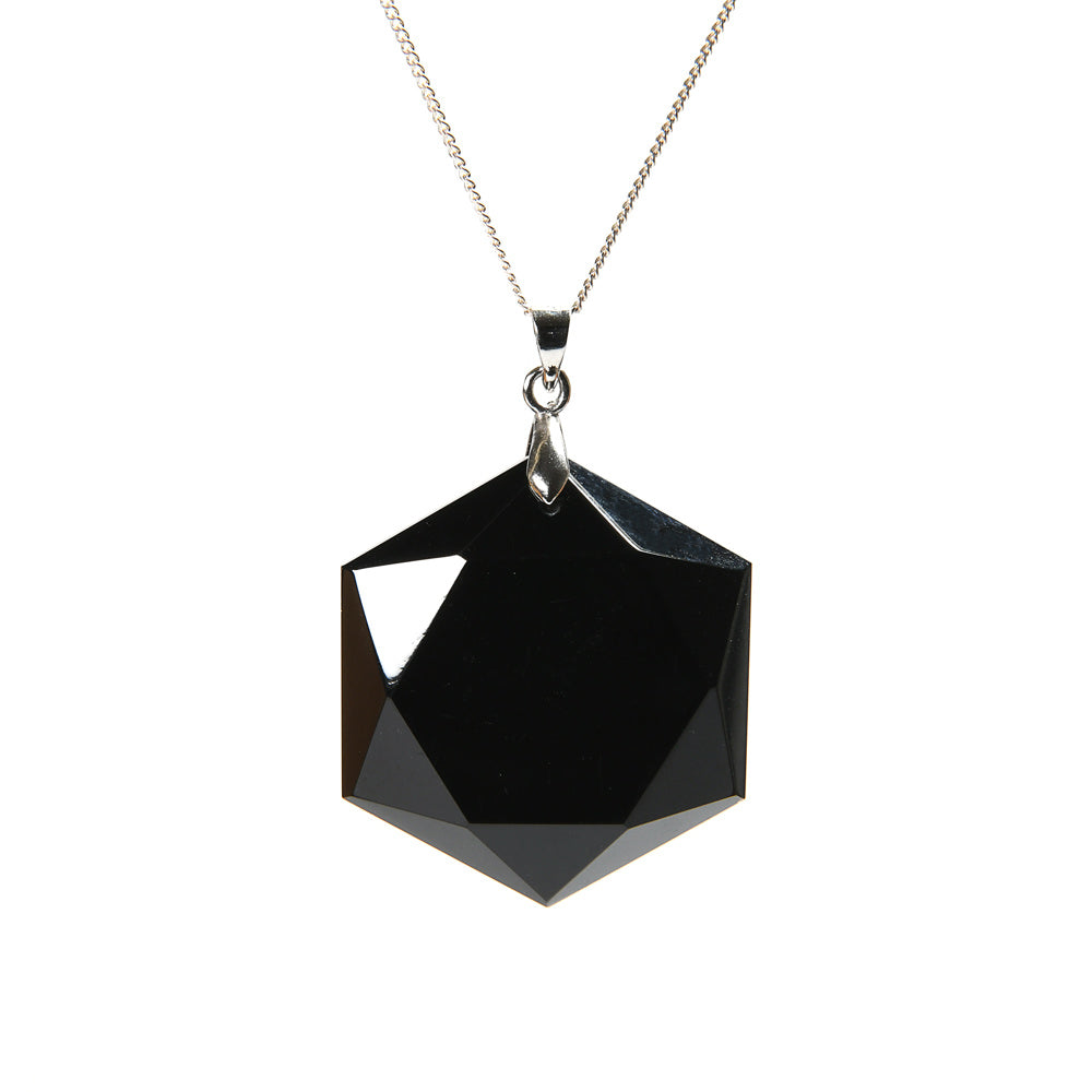 チベット産モリオン 六芒星 ペンダントトップ 30x42x11mm #RD226