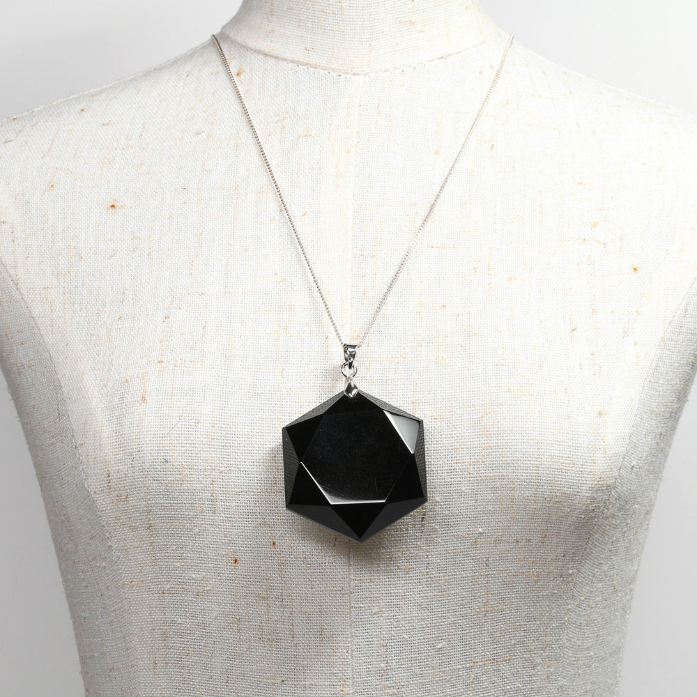 チベット産モリオン 六芒星 ペンダントトップ 30x42x11mm #RD226