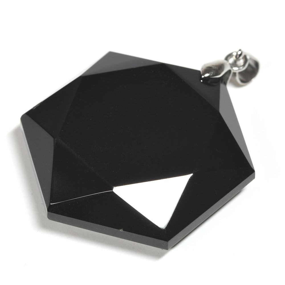 チベット産モリオン 六芒星 ペンダントトップ 30x42x11mm #RD226
