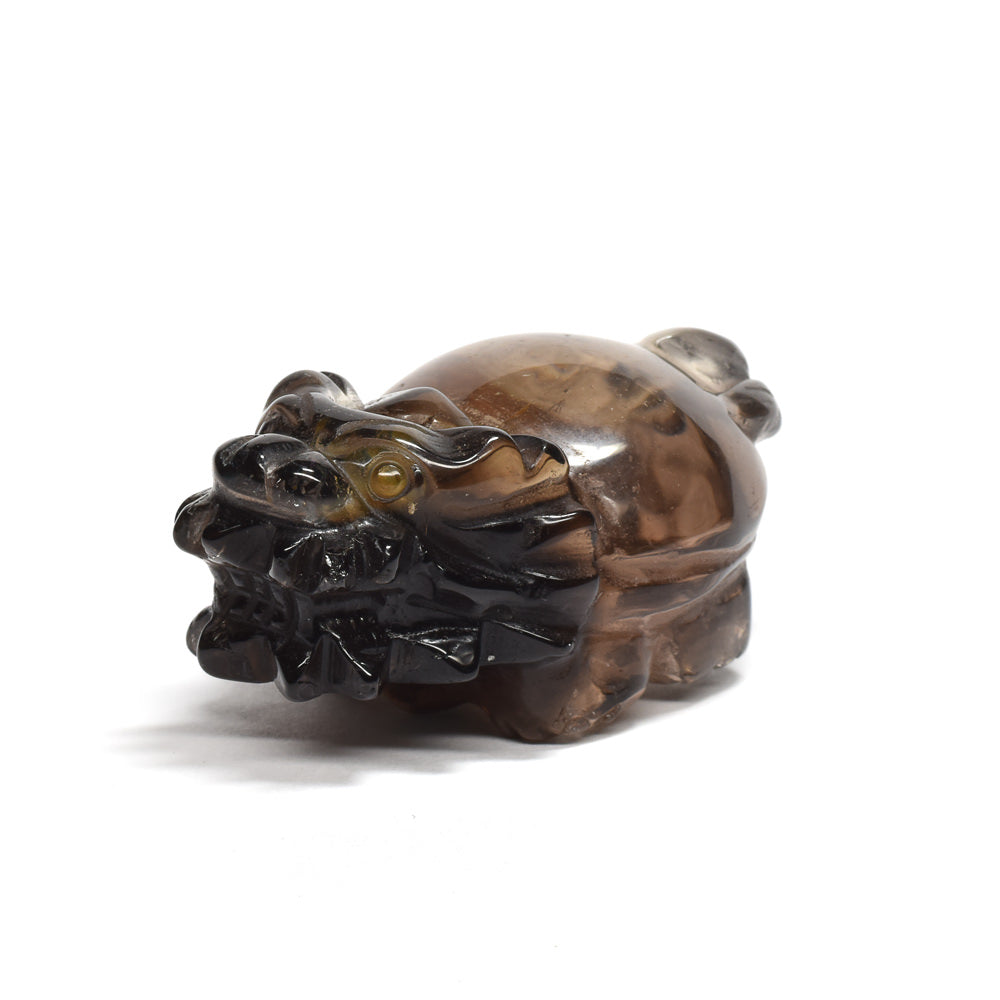 スモーキークォーツ 龍亀 彫刻置物 46x28x20mm #RD265