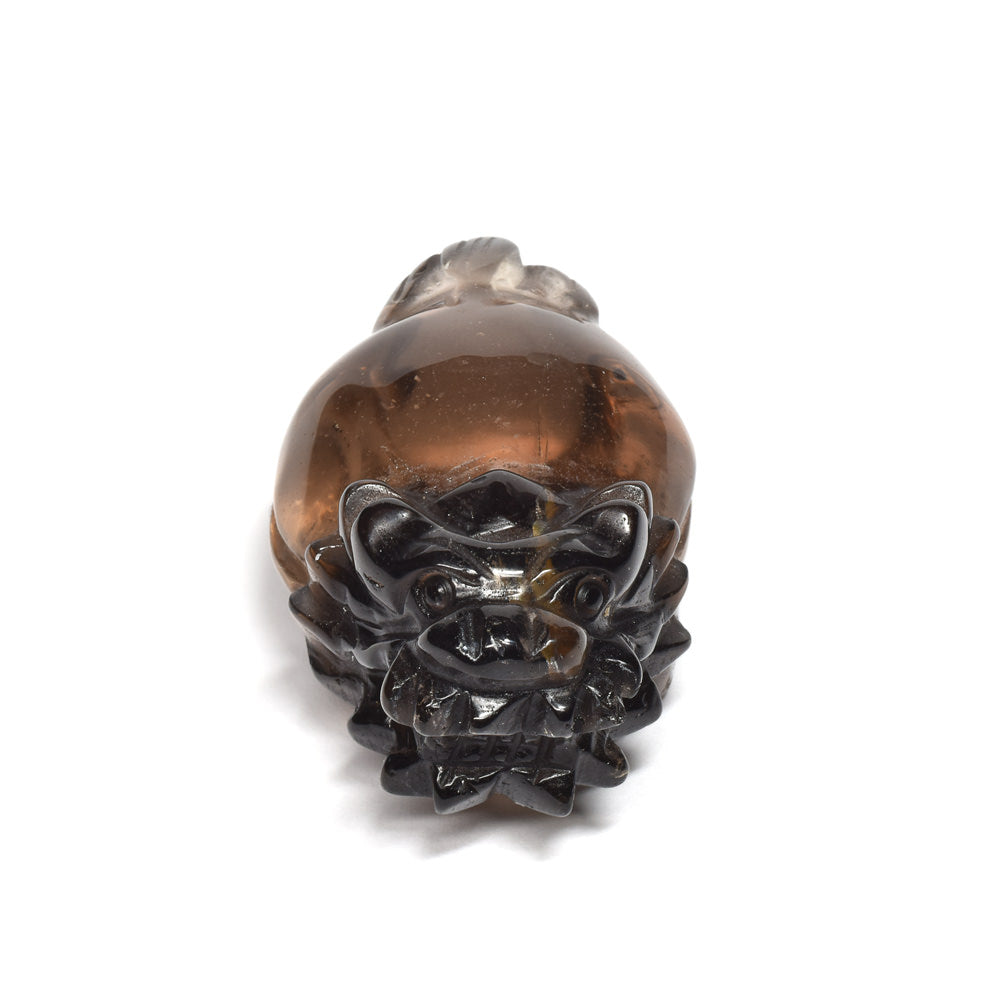 スモーキークォーツ 龍亀 彫刻置物 46x28x20mm #RD265