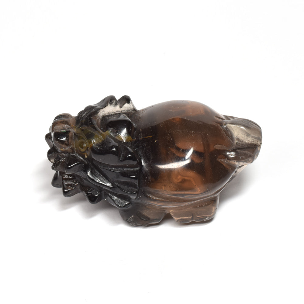スモーキークォーツ 龍亀 彫刻置物 46x28x20mm #RD265