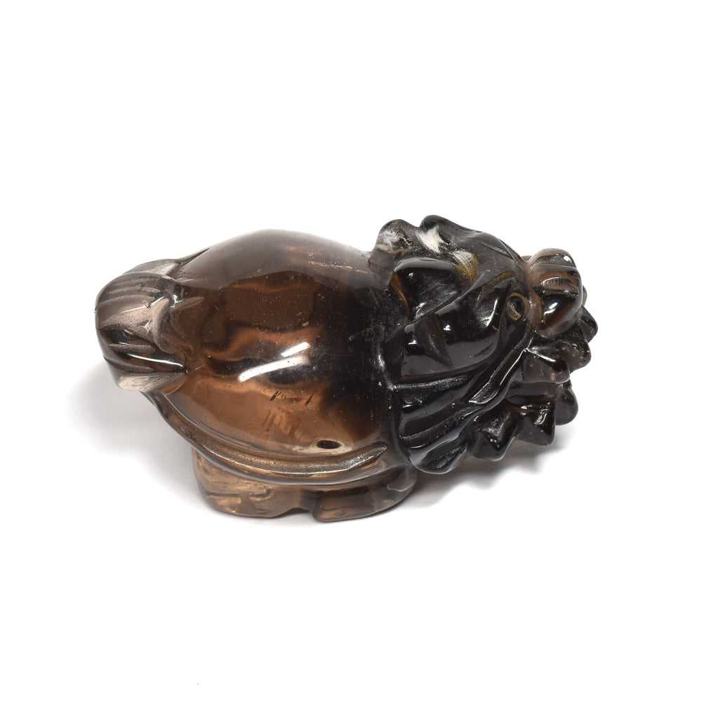 スモーキークォーツ 龍亀 彫刻置物 46x28x20mm #RD265