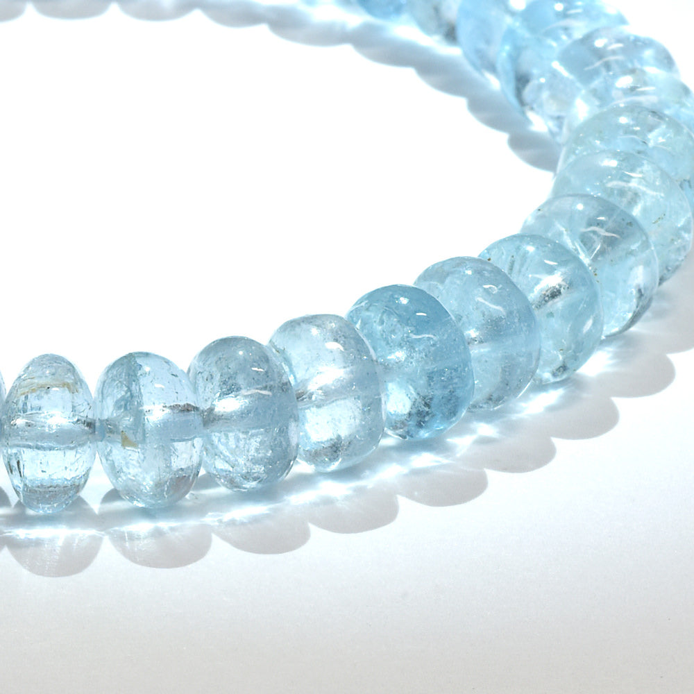 ブルートパーズ ボタンカットビーズ ブレスレット 7.5-8mm #RD268